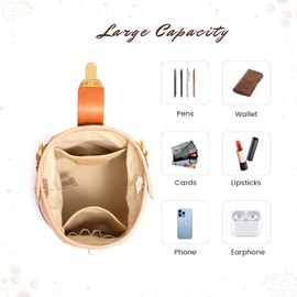 OLD TREND Doctor Bucket Crossbody Handbag, Beige | Luxurious and Versatile Bag for Women | Genuine Cowhide Leather