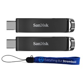 SanDisk 64GB Ultra USB Type-C Flash Drive Two Pack Works with Type-C Computers, Phones, and Tablets (SDCZ460-064G-G46) Bundle with (1) Everything But Stromboli Lanyard