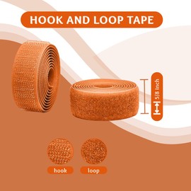 Orange 5/8 inch Sew on Hook and Loop 1 Yd Thin Strips Non-Adhesive Nylon Fabric Interlocking Tape Sewing Fasteners Set Excellent Grip for Military Form Bags Home Office School Car and Crafting