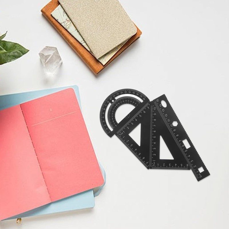 rosenice Aluminum Triangle Scale Ruler Set of 2 Triangular Protractor