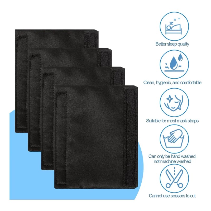 Strap Covers For Mask Headgear Satin 4 Pack Black
