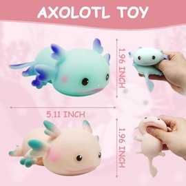 2PCS Axolotl Squishy, Axolotl Toy Axolotl Gifts Adorable Axolotl Toy Relaxing Sensory Stress Sugar Ball Stress Relief Toys for Adults Soothing Birthday Party Gift