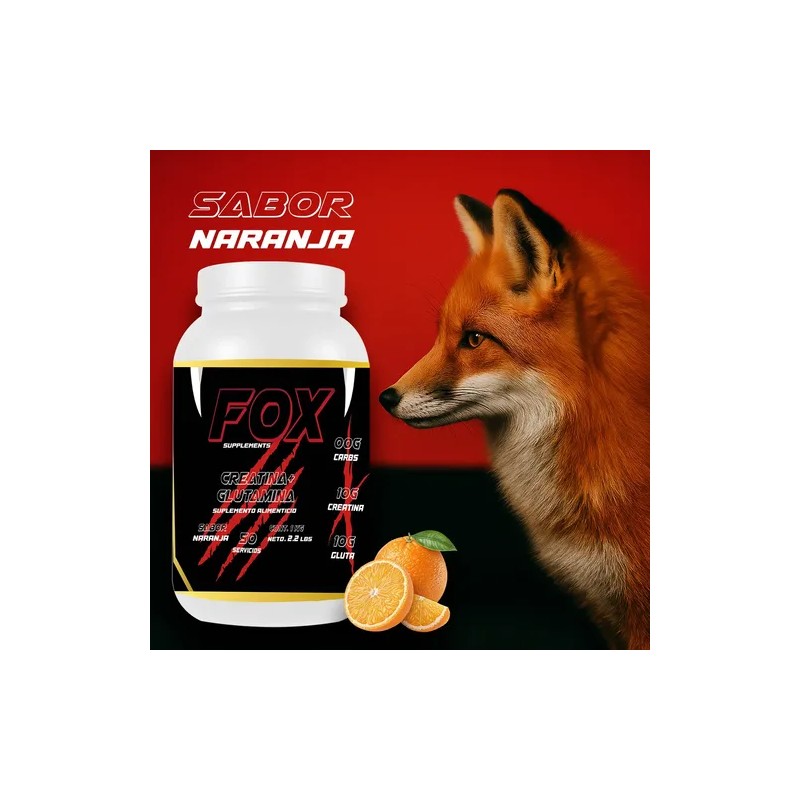 Suplemento Creatina + Glutamina Pre Fox 1kg 50 Servicios