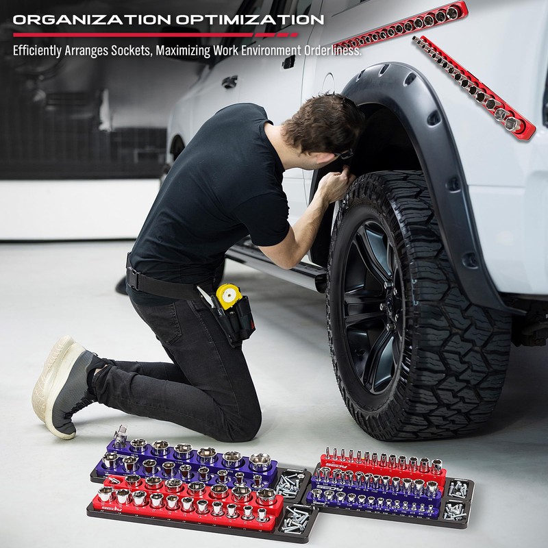 Magnetic Socket Holder Organizer Set: 6-Piece Detachable 1/2 3/8 1/4