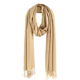Bovari Pashmina Scarf Made of Premium Viscose - Soft Like Cashmere - Shiny Like Silk - 200 x 70 cm XL Women's Scarf, camel