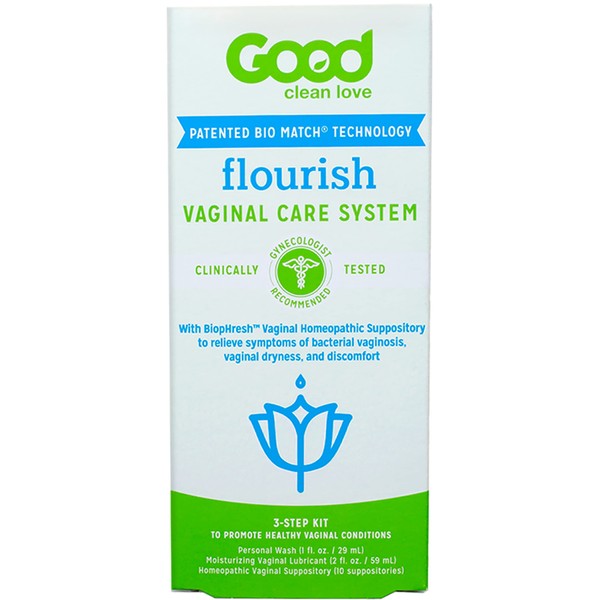 Good Clean Love Flourish Vaginal Care System, 30-Day Regimen, Relieves Itching & Irritation, Includes Personal Wash (1 Oz), Moisturizing Vaginal Gel (2 Oz) & Suppositories (10 Capsules)