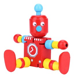 Mxtech Robot Toys, Safety Kids Wooden Robot Toys, for Kids(red)