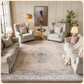 Istana Bedroom Rugs 9x12 - Beige Area Rugs - Foldable Big Rugs for Living Room - Stain Resistant 9 X 12 Rugs - Eco-Friendly 9 X 12 Outdoor Rug - Easy to Clean Dining Room Rug 9x12