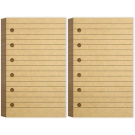 Ireer 200 Sheets Blank Lined Paper Refill for 3 x 5 Binders 6 Ring Memo Paper Mini Ruled Filler Books Planner Inserts(Kraft)