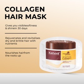 Karseell Hair Mask Treatment Collagen with Argan Oil Deep Repair Conditioner, 25ml/ 0.34oz 24 Pack