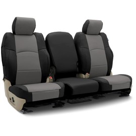 Coverking Custom Fit Seat Cover Designed for Select Ram Models: 1 Row, Premium Leatherette Fabric, Medium Gray with Black Sides