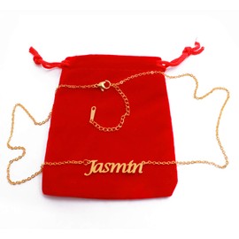 Jasmin Personalisierte Namenskette 18 Karat vergoldet, benutzerdefinierte zierliche Namensanhänger, Schmuck für Damen, Freundin, Mutter, Schwester, Freunde, perfektes Geschenk