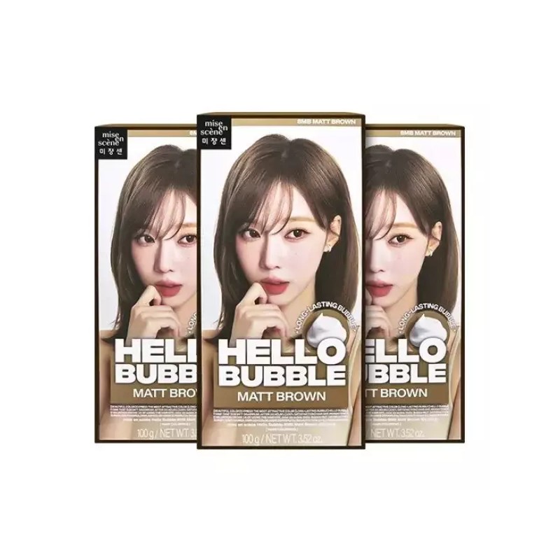 Miseonsen 미쟝센 올뉴 헬로버블 염색약 8MB 매트브라운 3개팩 Missha All