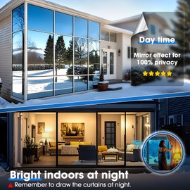 Coavas One Way Privacy Window Film,Reflective Home Glass Mirror Tint See Out Not in,Heat UV Blocking Static Cling for Office Front Door Daytime Privacy Covering, Silver,29.5x78.7 in