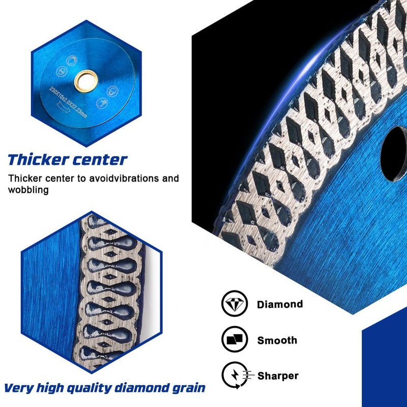 Solidure 230mm Diamond Cutting Discs,Super Thin 9 inch Turbo Diamond