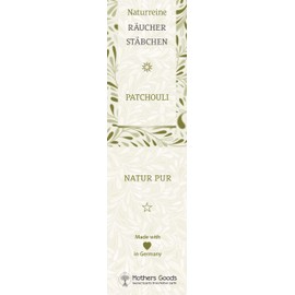 100% Natural Patchouli Incense Sticks, Pure Natural, 10 Sticks, Made in Germany