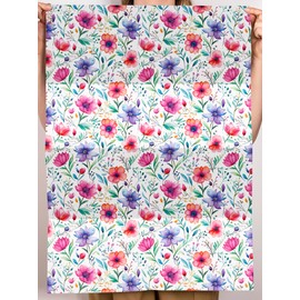 Flower Wrapping Paper for Women - 6 Sheets Wrapping Paper - Pink and Blue - Birthday Baby Shower Wedding Bridal Shower Decoration - Recyclable - by Central 23