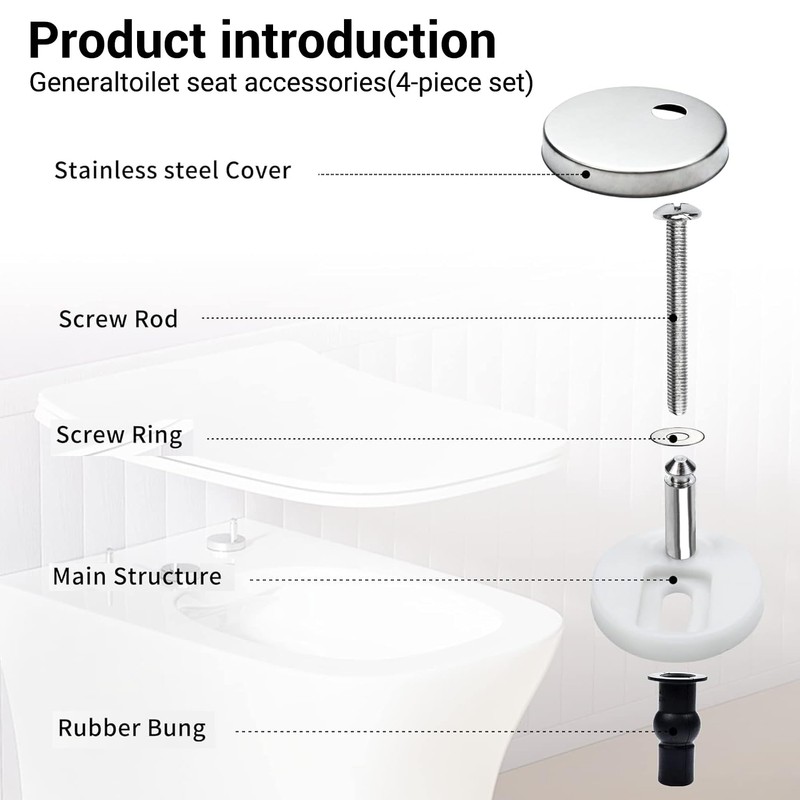 Toilet Seat Fixings - 4 Pack | Quick Release Hinges