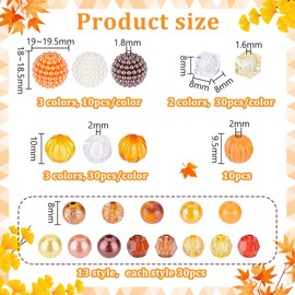AHANDMAKER 620Pcs 24 Styles Thanksgiving Fall Beads, Acrylic Cube Faceted Round Spacer Bead ABS Plastic Autumn Theme Loose Beads for Jewelry Making Bracelets Necklaces Earrings DIY Crafts