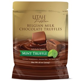 Utah Truffles Belgian Milk Chocolate Mint Individually Wrapped Pouch, Naturally Gluten Free, Gourmet Smooth Creamy Natural Truffle, 16 oz (Pack of 2)