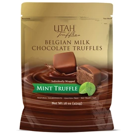 Utah Truffles Belgian Milk Chocolate Mint Individually Wrapped Pouch, Naturally Gluten Free, Gourmet Smooth Creamy Natural Truffle, 16 oz (Pack of 2)