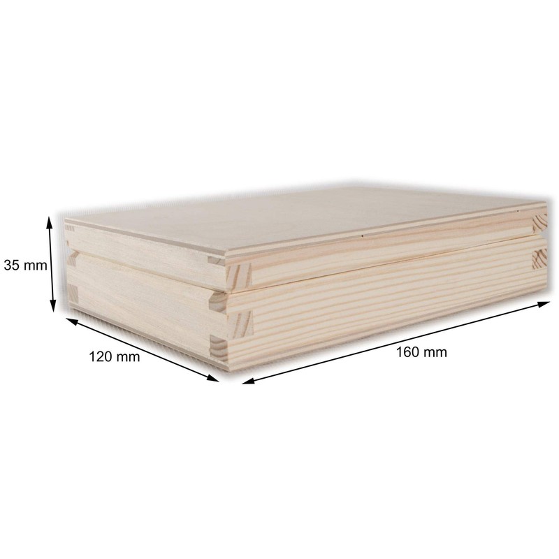 Small Shallow Flat Lidded Wooden Box with Magnetic Closure |