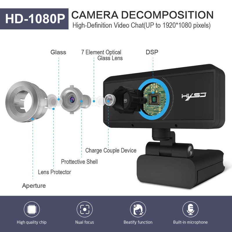 AUTENS Webcam 1080P HD Computer Camera Laptop USB PC Web
