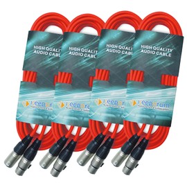 keepdrum Microphone Cable XLR 3-Pin 10 m Red Pack of 4