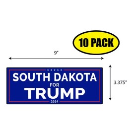 Tampa Printing 10 PACK 3.37"x 9" SOUTH DAKOTA FOR TRUMP Sticker Decal Gift MAGA Trump BS0052