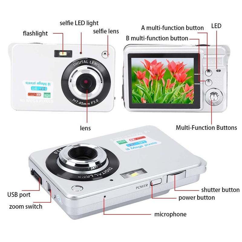 Kids Digital Video Camera, 2.7 Inch Screen 1080P HD 18MP