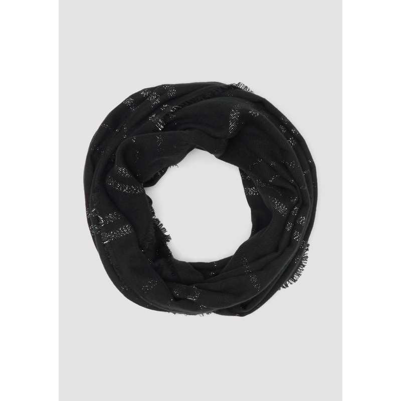 s.Oliver Loop Scarf with Checks and Stripes, black