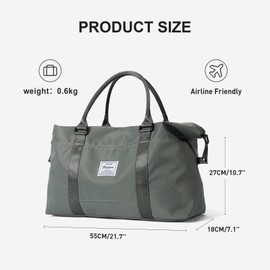 Sport Travel Duffle Bag Gym Tote Bag for Women Weekender Carry on Bags for Airplane Ladies Beach Overnight Waterproof Hospital Luggage Bag with Wet Pocket Lightweight Version,A1-Green