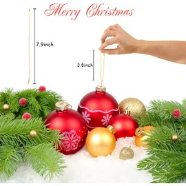 KATELUO Christmas Ornament Hangers, 200 Pieces Christmas Ornament Hangers with Snap Closure, Pre-Cut Ropes, Christmas Tree Hooks, Ball Hangers, for Christmas Hanging Decor