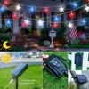 woohaha 4th of July Decorations Red White Blue Lights,Solar powered
