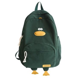 MININAI Novelty Duck Backpack Funny Animal Cartoon Corduroy Backpack Kawaii Aesthetic Laptop Backpack Preppy Stuff (Green)