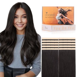 DOORES Wide Tape in Hair Extensions Real Human Hair, Dark Brown 20 Inch 10pcs 50g, Tape in Extensions Woman Real Remy Skin Weft Seamless Fullness Silky Straight for Daily Wedding Party
