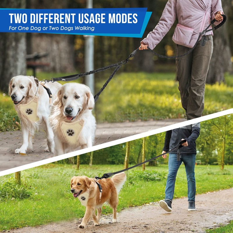 Slowton Double Dog Leash No Tangle - 360° Swivel Heavy