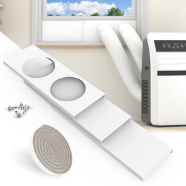 Memrita Dual Hose Portable Air Conditioner Window Seal Kit, 5" Diameter Adjustable Window Vent Kit with Foam Seal Strip for Sliding and Hung Windows