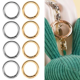 15 Pcs Trigger Metal Spring, O Rings Round Carabiner Clip Snap, Trigger Spring Keyrings Buckle for Bag Purse Handbag Strap Craft Jewelry Making (Silver, Gold)