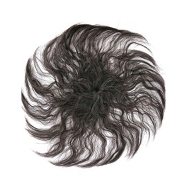 Clip in Rose Base Synthetic Topper with Messy Bangs Fluffy Curly Wiglet Short 15cm Hairpiece for Thin Hair Natural Hairline (Smart Mini 5x9cm Black Brown)