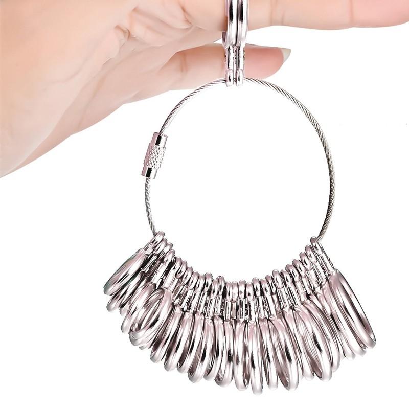 Mudder Stainless Steel Ring Gauges Finger Sizer Measuring Ring Tool,