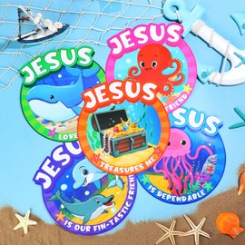 Janlaugh Under The Sea VBS Classroom Wall Cutouts 9 Inch Religious Bulletin Board Decorations Christian Jesus Colorful Cutouts for Vacation Bible School Sunday School Sea Theme Home Party Decor