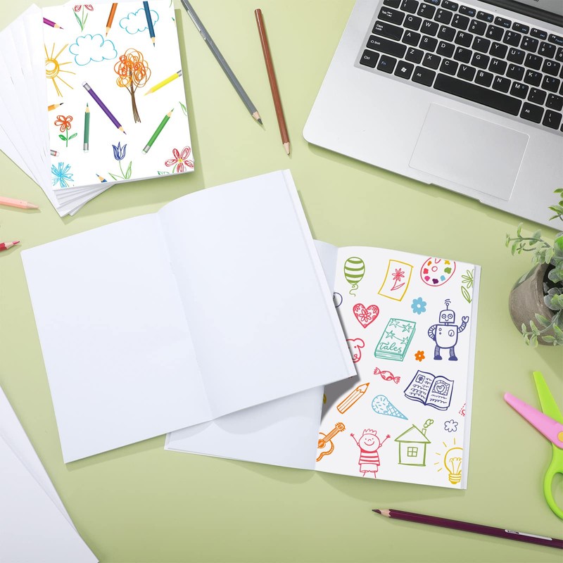 Geyee White Blank Books to Write Stories Unlined Sketch Paper