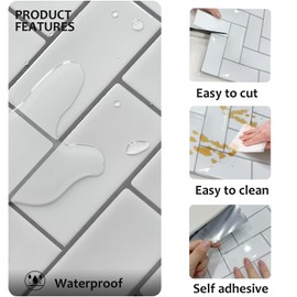 10-Sheet Herringbone Peel and Stick Backsplash 12”×12” White Marble PVC Self Adhesive Wall Tile Fireplace Stone Veneer Stick on Backsplash for Kitchen Bathroom Bedroom Renter Friendly Backsplash