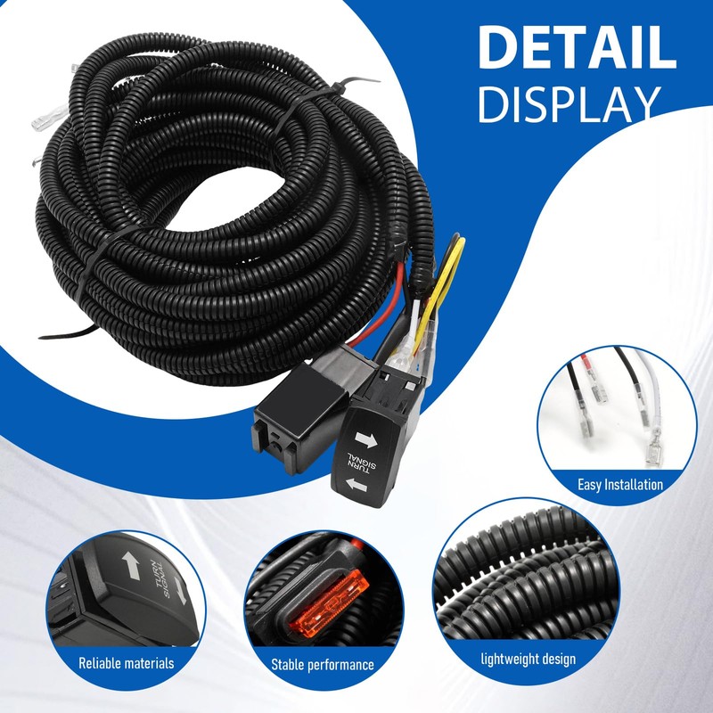 Vkinman UTV Turn Signal Wiring Harness with Rocker Switch Flasher