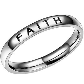 Jude Jewelers 4mm Stainless Steel Love Faith Hope Mantra Inspirational Wedding Band Ring (Faith, 12)