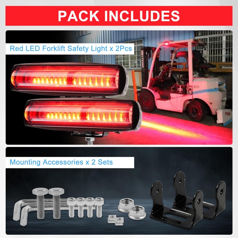 2 Pack Forklift Safety Light LED Forklift Warning Light, Pedestrian