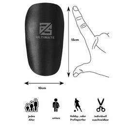 as ULTIMATE Shin Pads Black Adjustable for Adults & Children, Women & Men Football, Football, Shin Guards, Shin Pads, Extra Small, Thin, Mini with Bag Thermal Shinpads