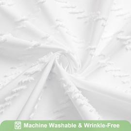 Craidlela Extra Long White Shower Curtain 72 x 84 Inches, Boho Tufted Chevron Striped Fabric with Chic Textured Design, Modern Farmhouse Waterproof Bathroom Shower Curtain