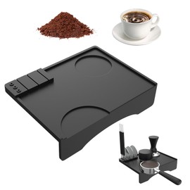 Coffee Tamping Mat, Black Silicone Food Grade Pad 7.6 X 5.7 Inch, Espresso Tamper Station, Waterproof Heat Resistant Accessory, Non-Slip Coffee Tamp Surface (Black)